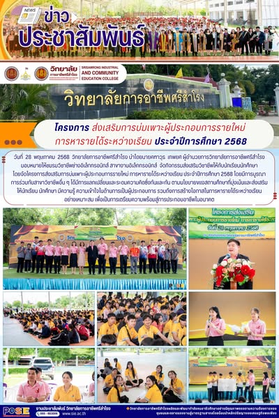 วันที่  28  พฤษภาคม  2568 ชมรมวิชาชีพช่างอิเล็กทรอนิกส์ สาขางานอิเล็กทรอนิกส์  จัดกิจกรรมส่งเสริมวิช